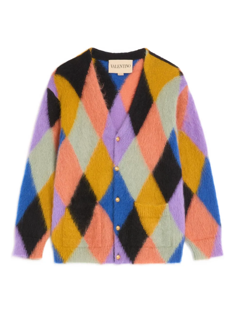 Valentino Garavani Rhombelle-pattern button-up cardigan | Black | Image 1