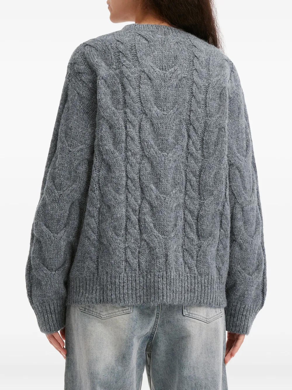 b+ab Kabelgebreid vest met ritssluiting Grijs