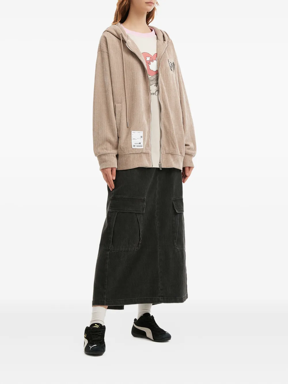 Mini Cream zip-up hoodie - Beige