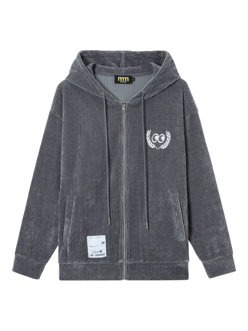 Mini Cream corduroy-texture zip-up hoodie | Grey | Image 1