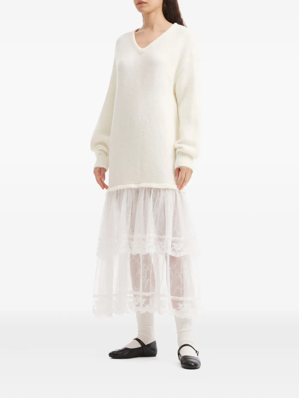 B+ab V-neck midi dress - Wit