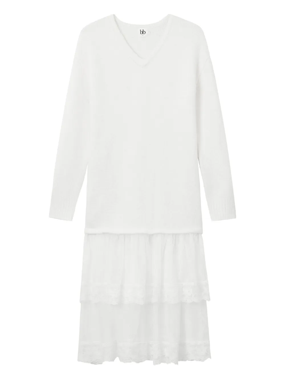 b+ab robe mi-longue à col v | blanc | Image 1