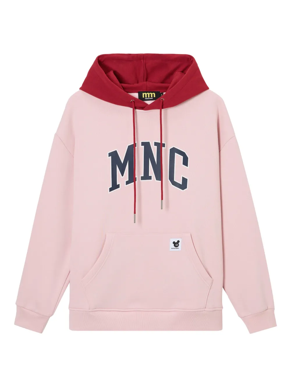 Mini Cream printed drawstring hoodie | Pink | Image 1