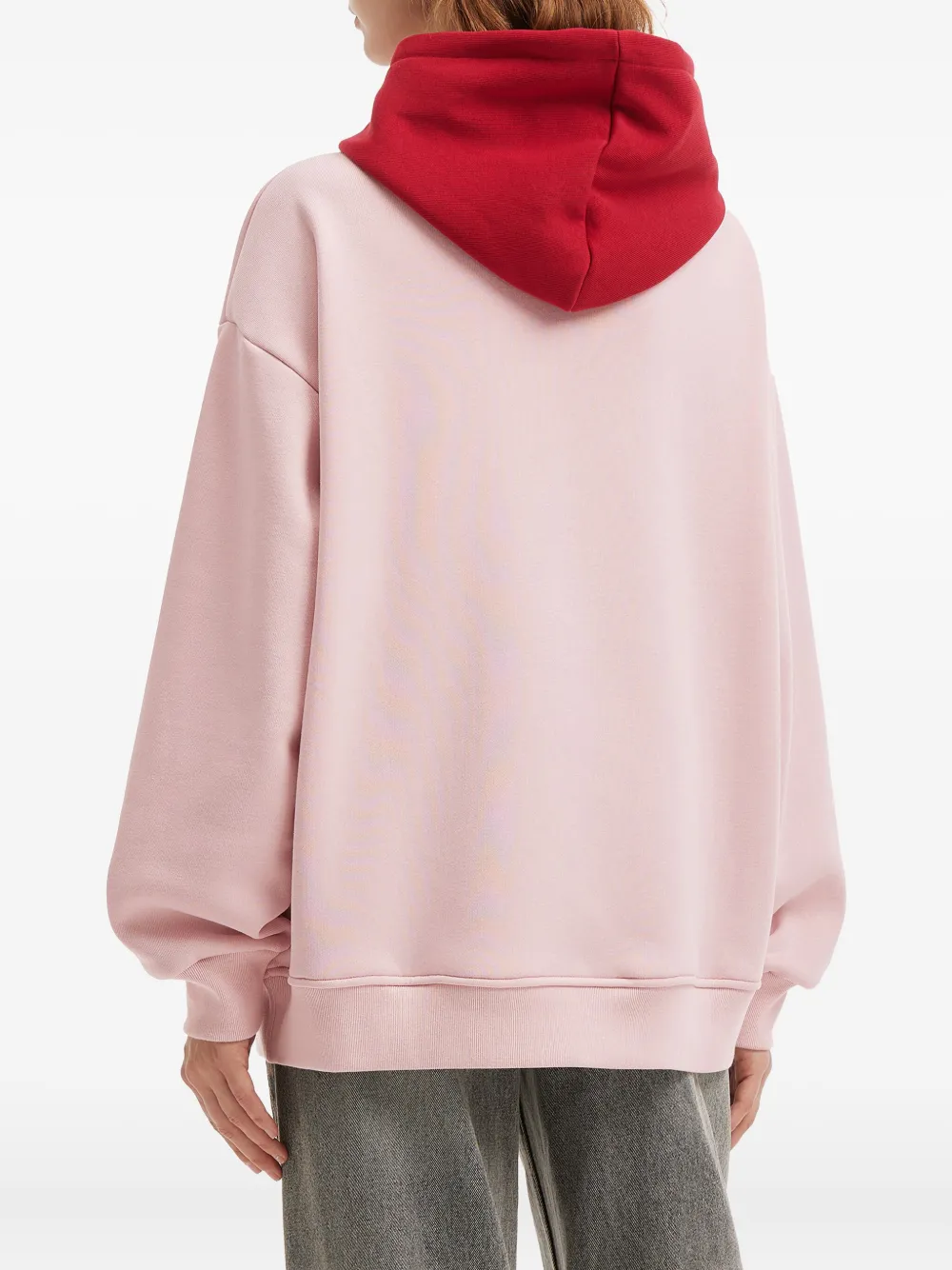 Mini Cream Printed Drawstring Hoodie In Blue