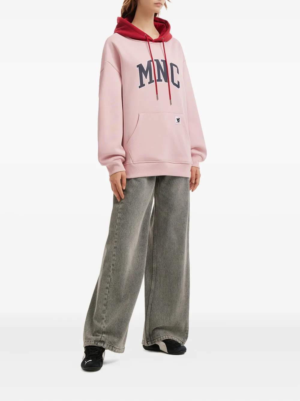 Mini Cream printed drawstring hoodie - Roze