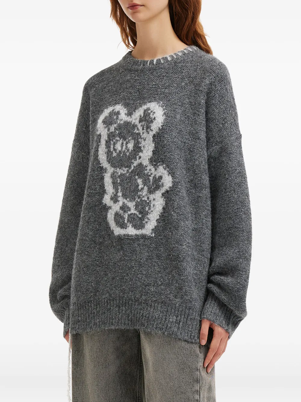 Mini Cream Bear-graphic Sweater In Gray