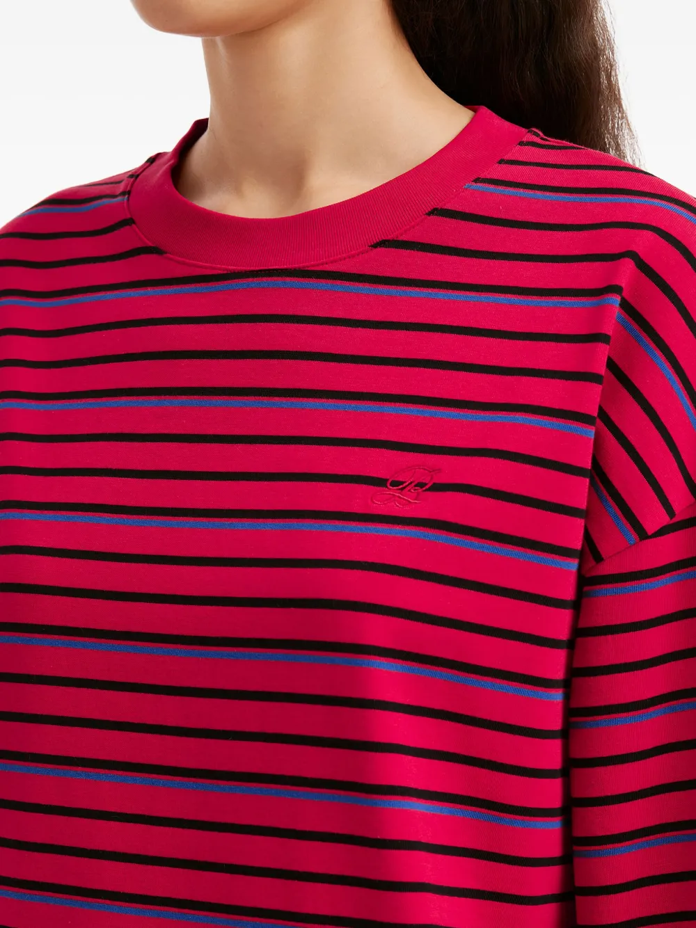 b+ab Gestreept T-shirt met borduurwerk Rood