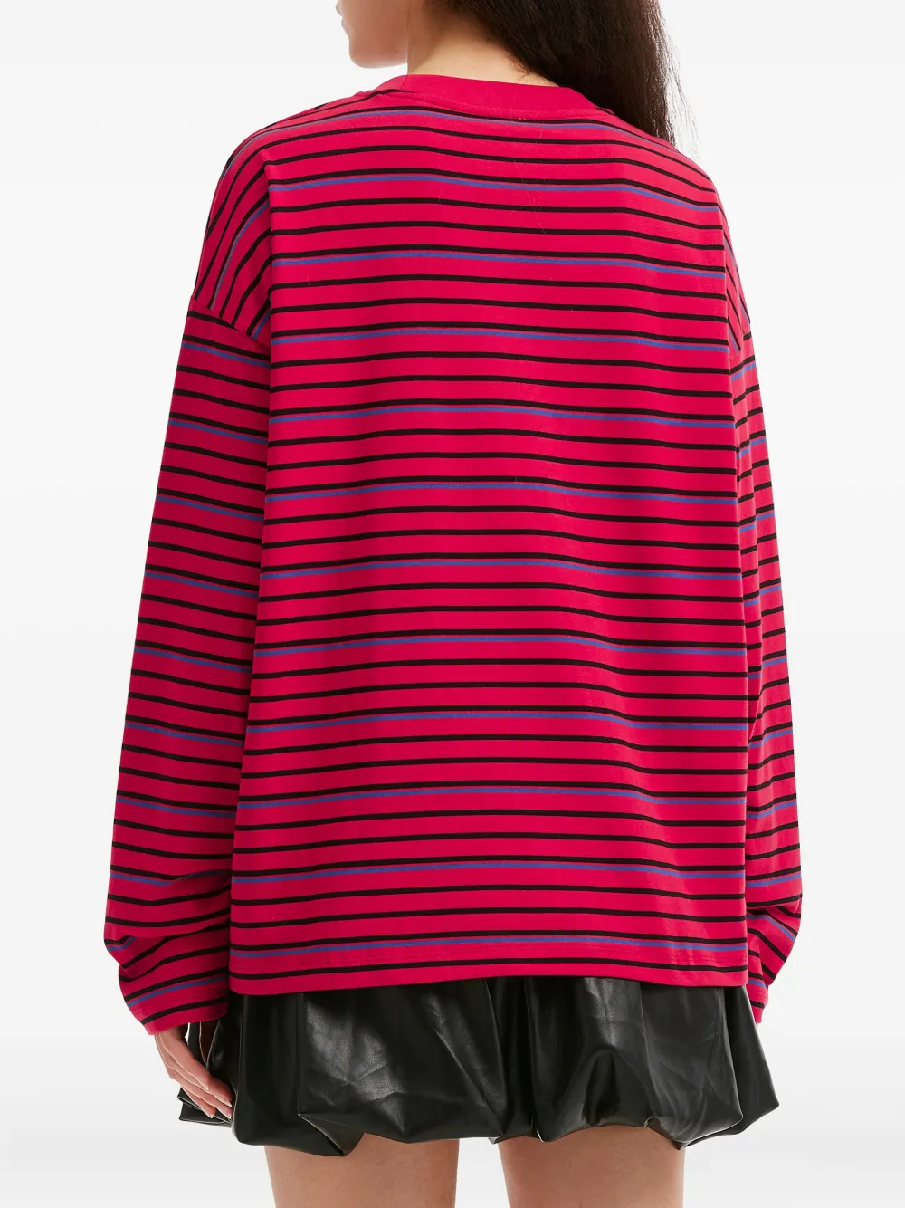 b+ab Gestreept T-shirt met borduurwerk Rood