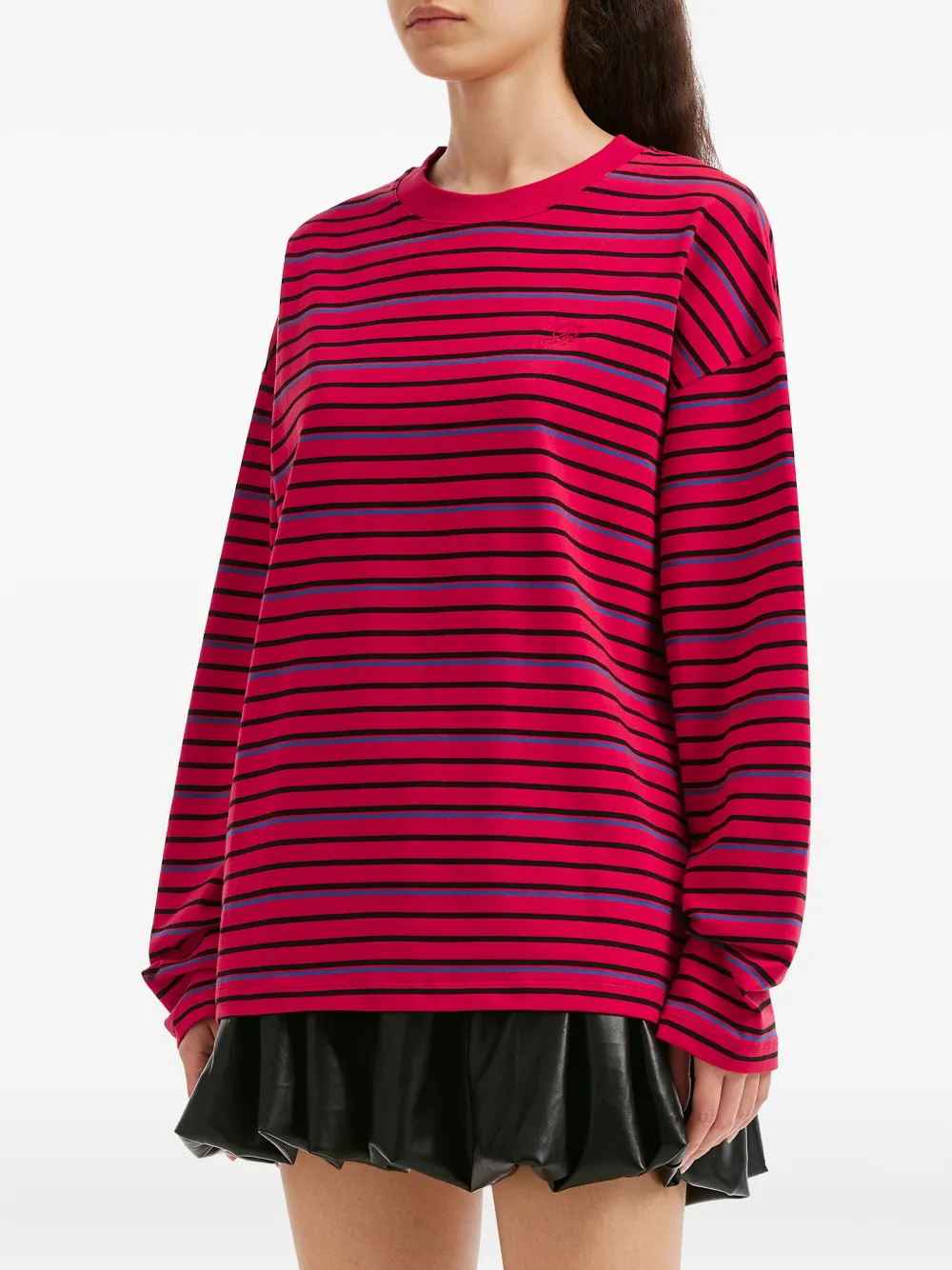 b+ab Gestreept T-shirt met borduurwerk Rood