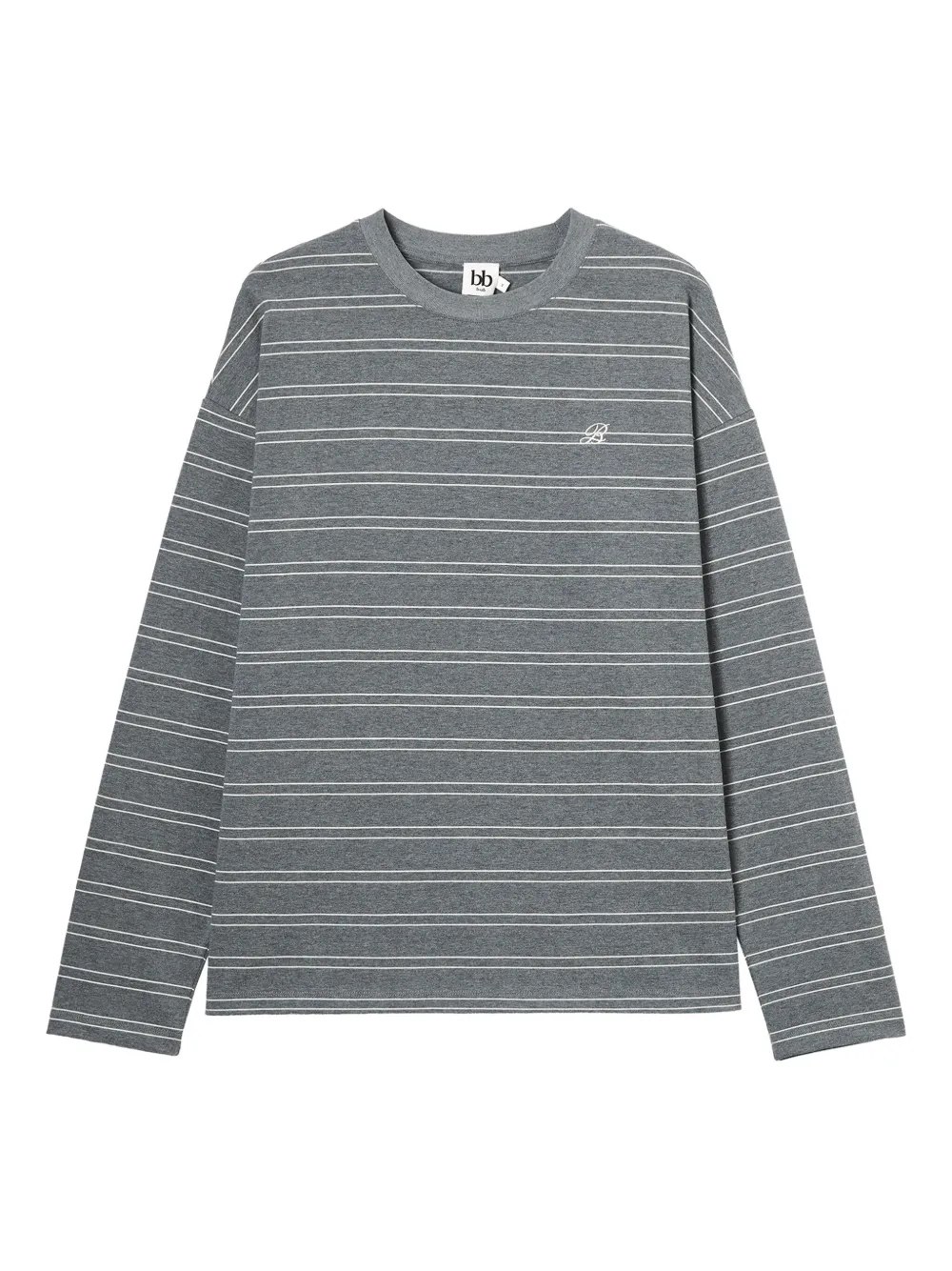 B+ab Striped Embroidered T-shirt In Gray