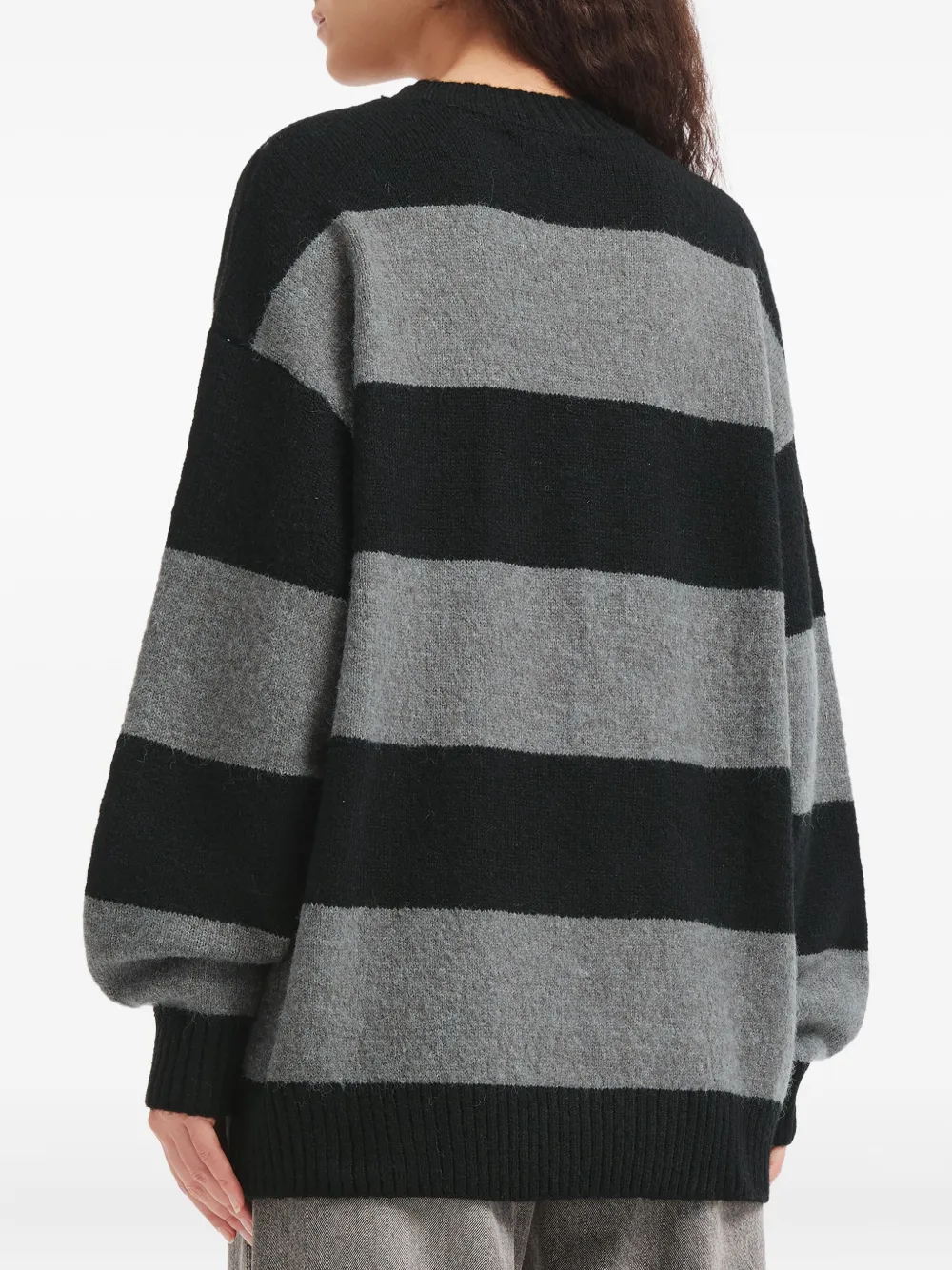 Mini Cream Striped Graphic-design Sweater In Black