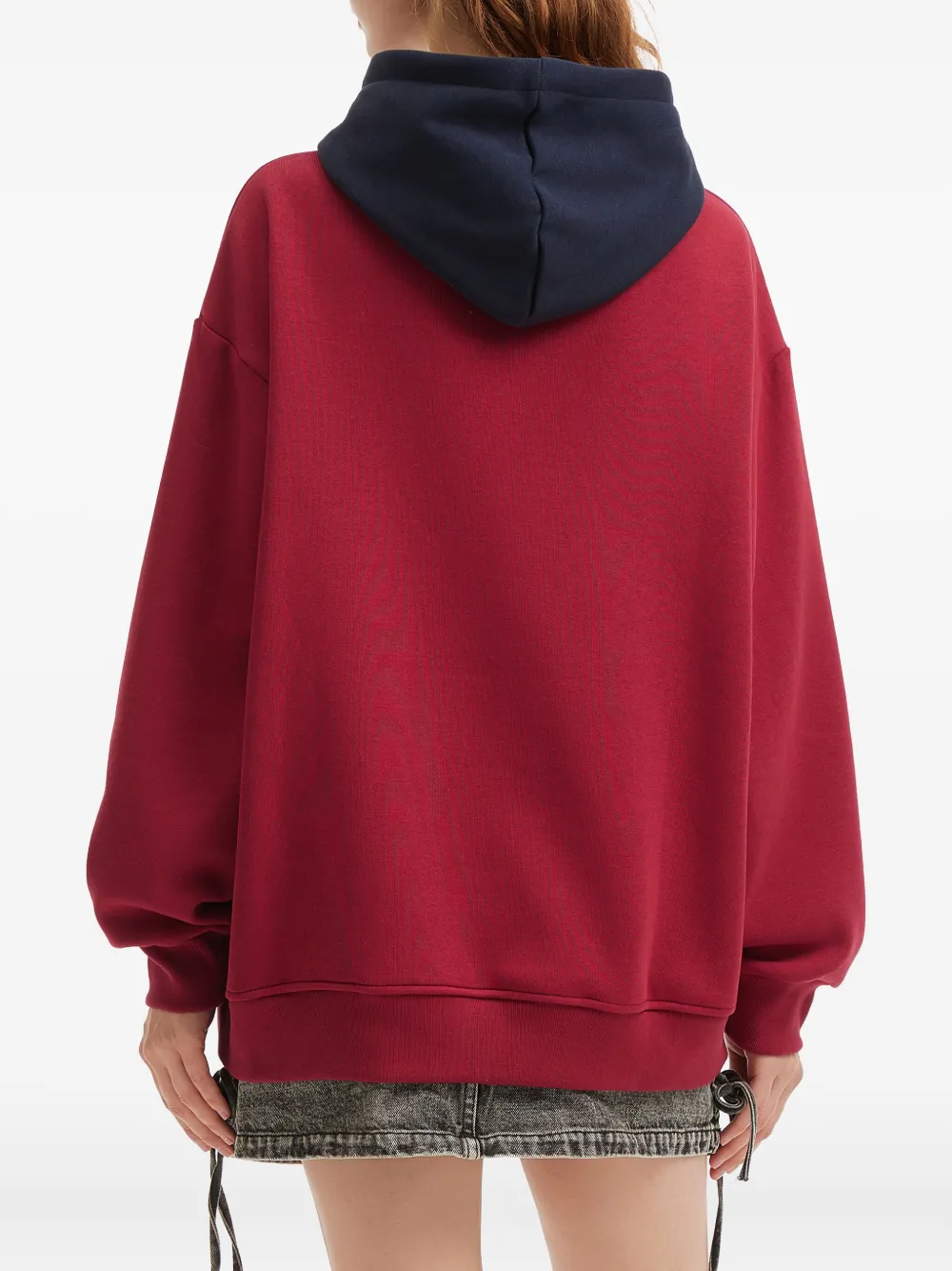 Mini Cream Printed Hoodie In Red