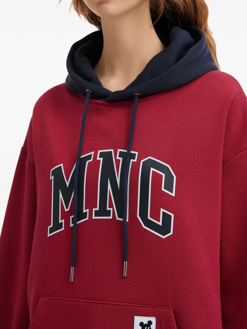 Mini Cream Printed Hoodie In Red