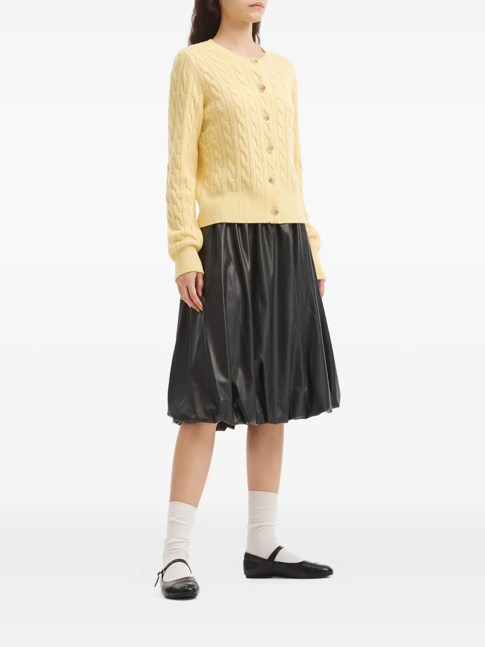 B+ab elasticated bubble-hem midi skirt - Zwart