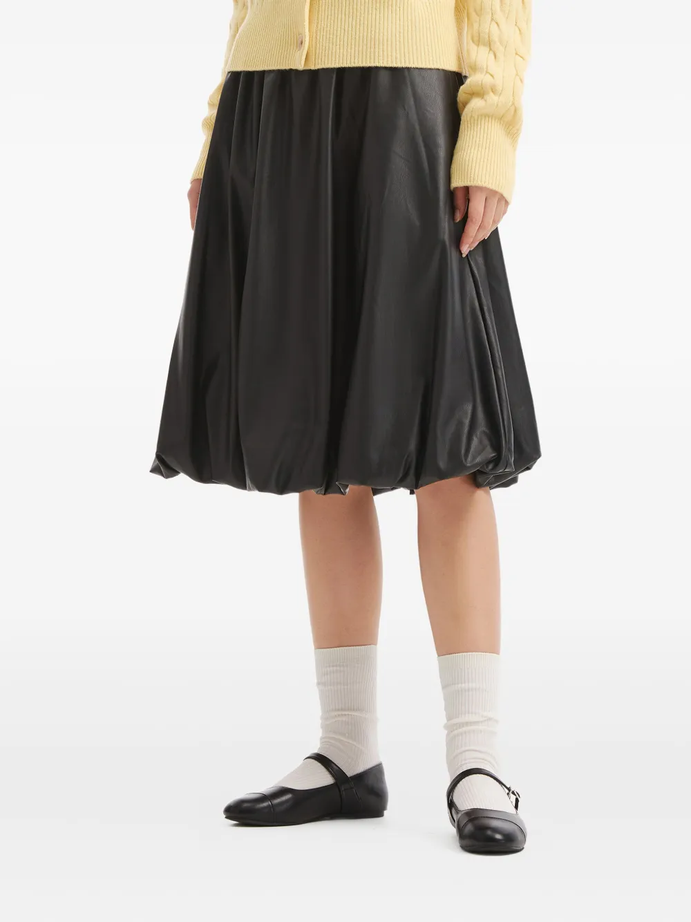 B+ab Elasticated Bubble-hem Midi Skirt In Black