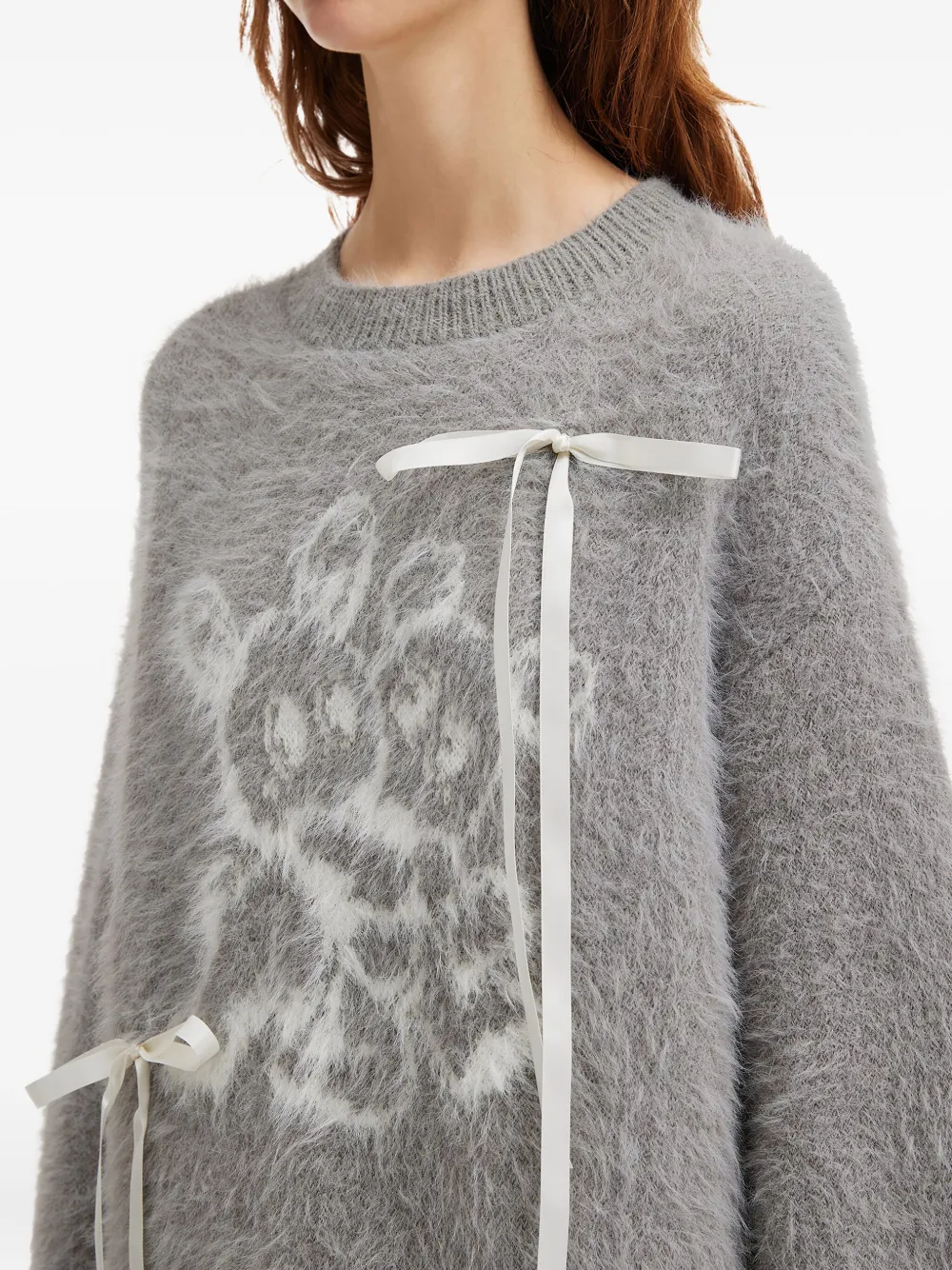 Mini Cream Graphic-design Sweater In Gray