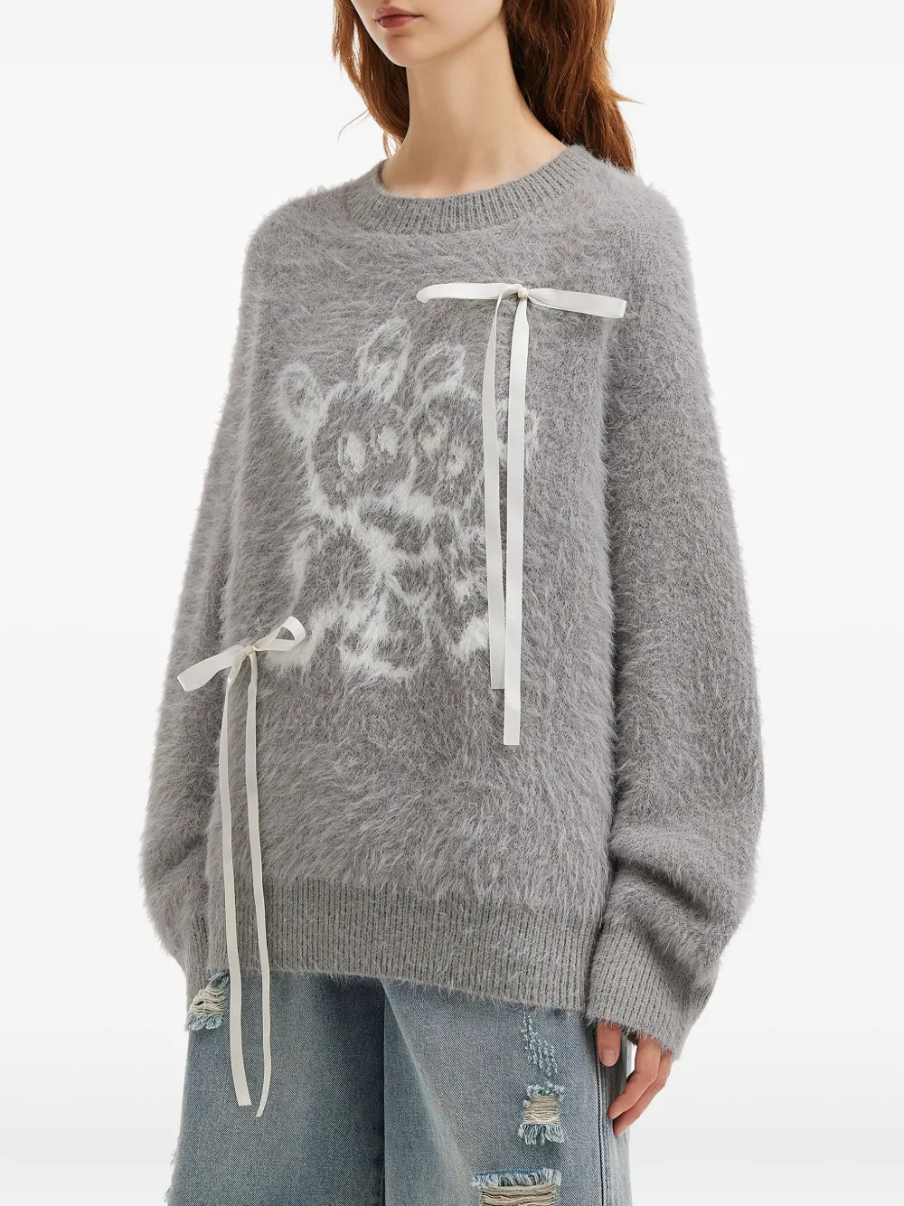 Mini Cream Graphic-design Sweater In Gray