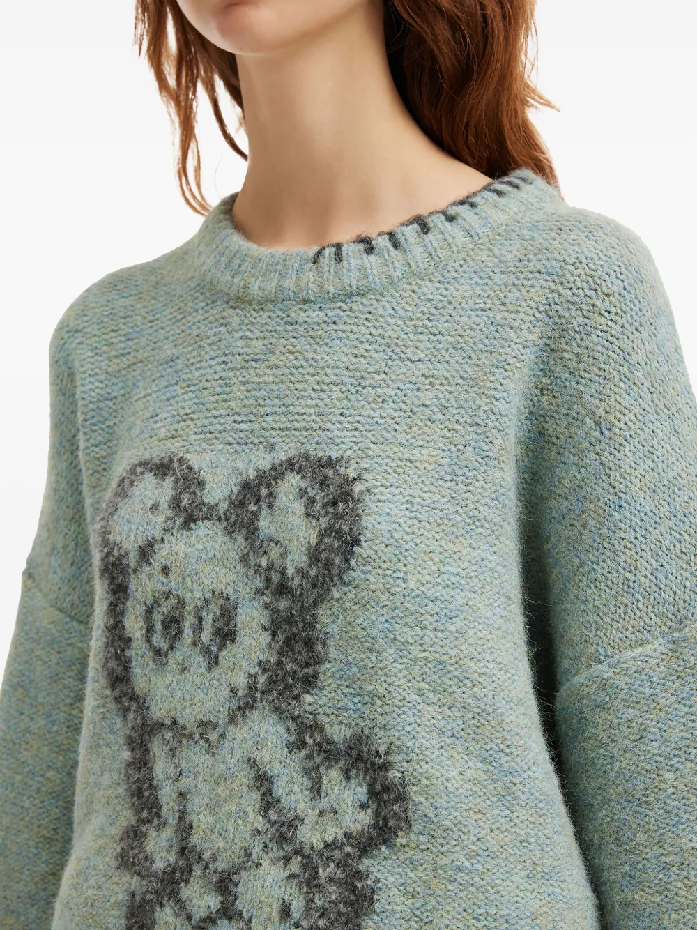 Mini Cream Graphic-design Sweater In Blue