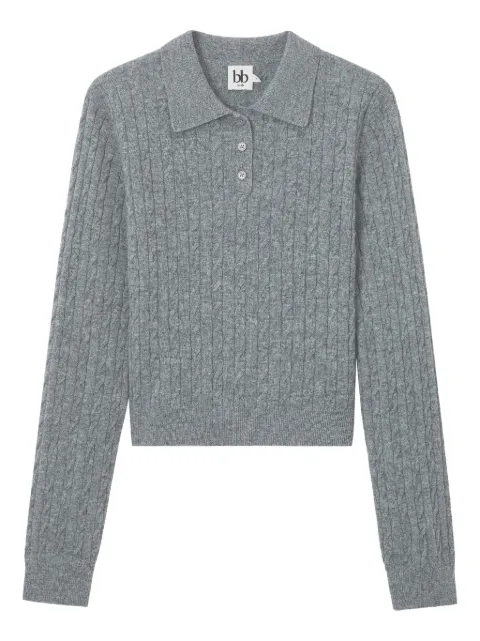 b+ab cable-knit buttoned polo top