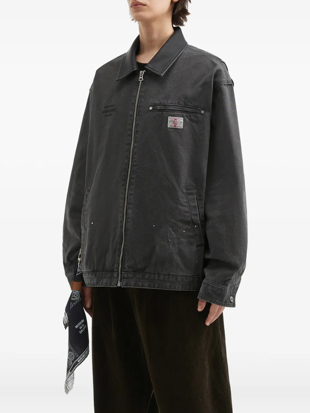 Musium Div. Scarf-charm Work Jacket In Gray