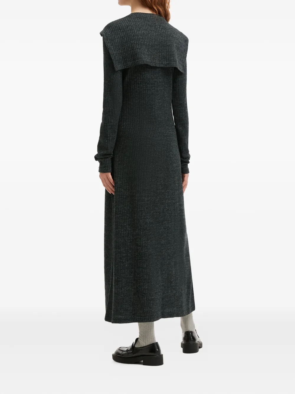 B+ab Scarf-detail Half-button Dress In Black