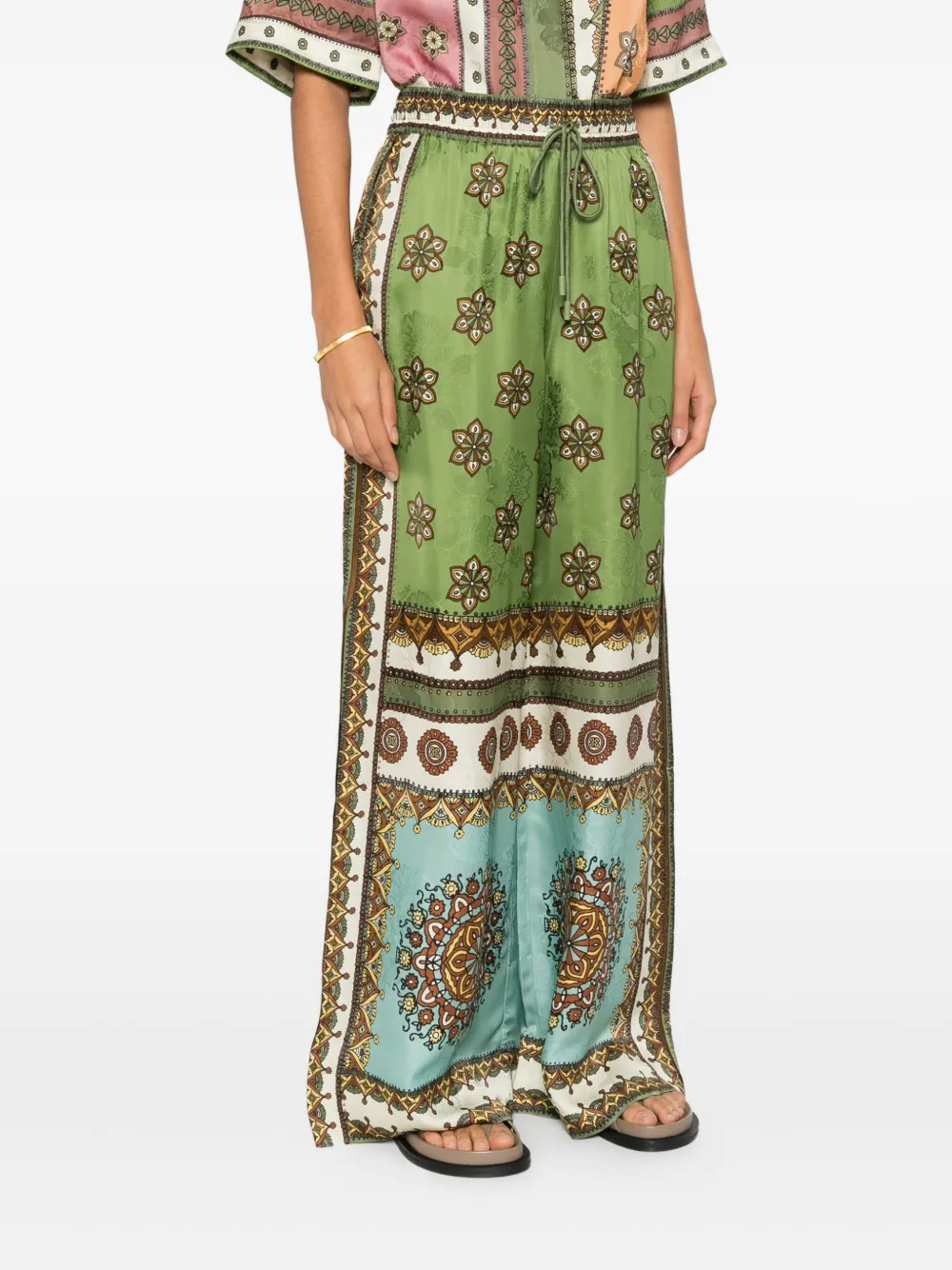 Alemais Contina Floral-print Trousers In Green