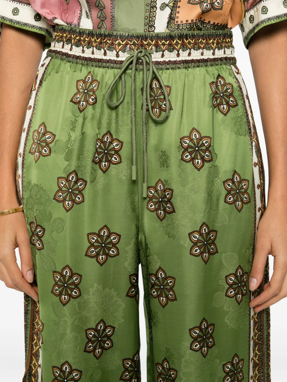 Alemais Contina Floral-print Trousers In Green