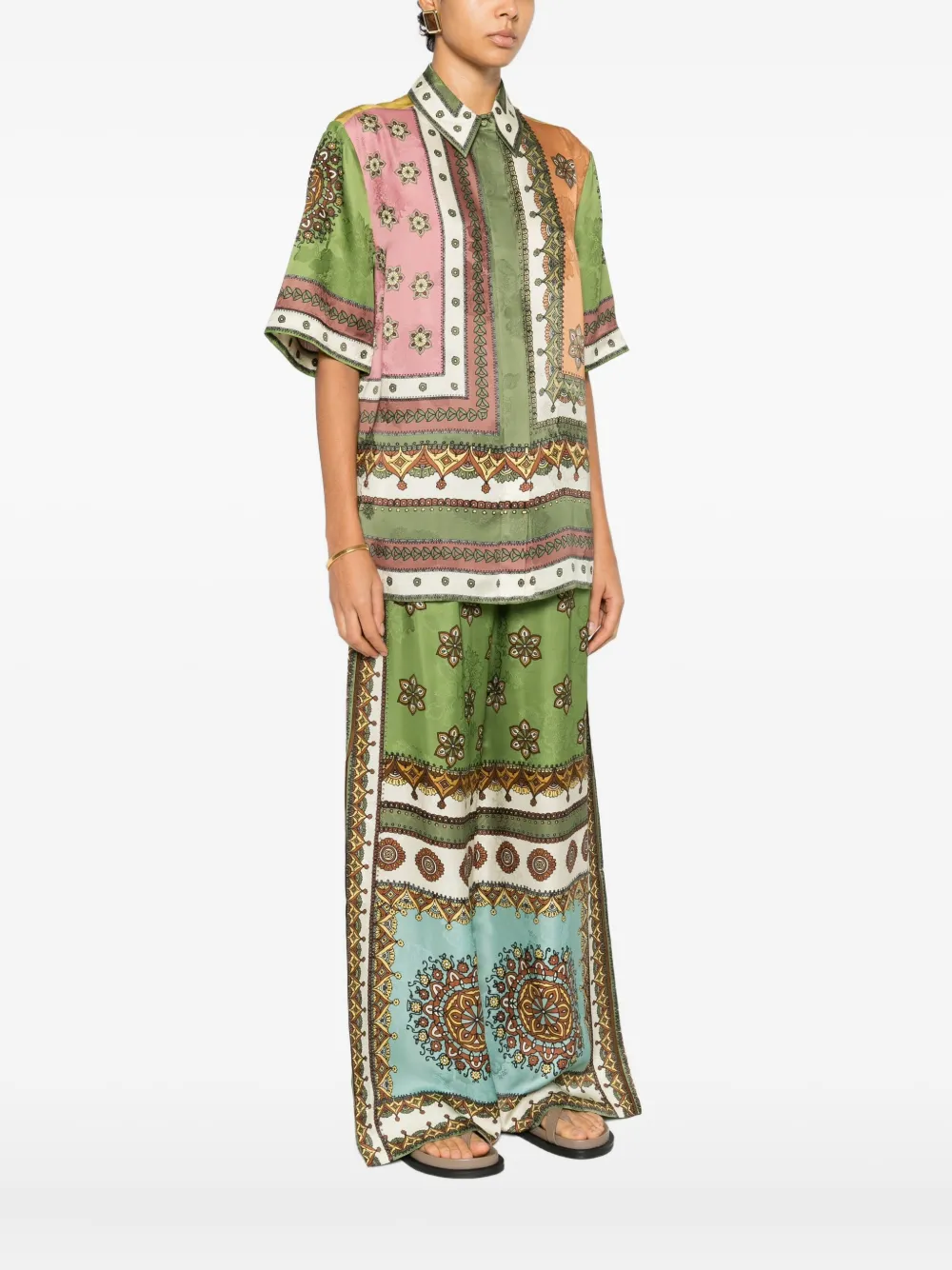 Alemais Contina Multicolor Shirt With Classic Collar And All-over Geometric Print In Viscose Woman