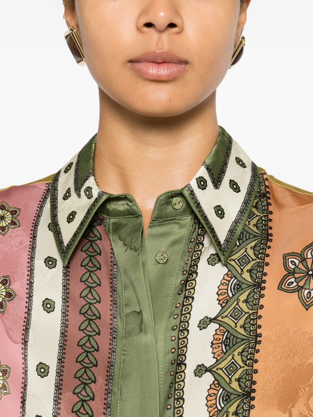 Alemais Contina Multicolor Shirt With Classic Collar And All-over Geometric Print In Viscose Woman