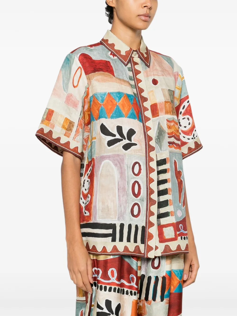 ALEMAIS Michelle blouse met abstracte print Beige