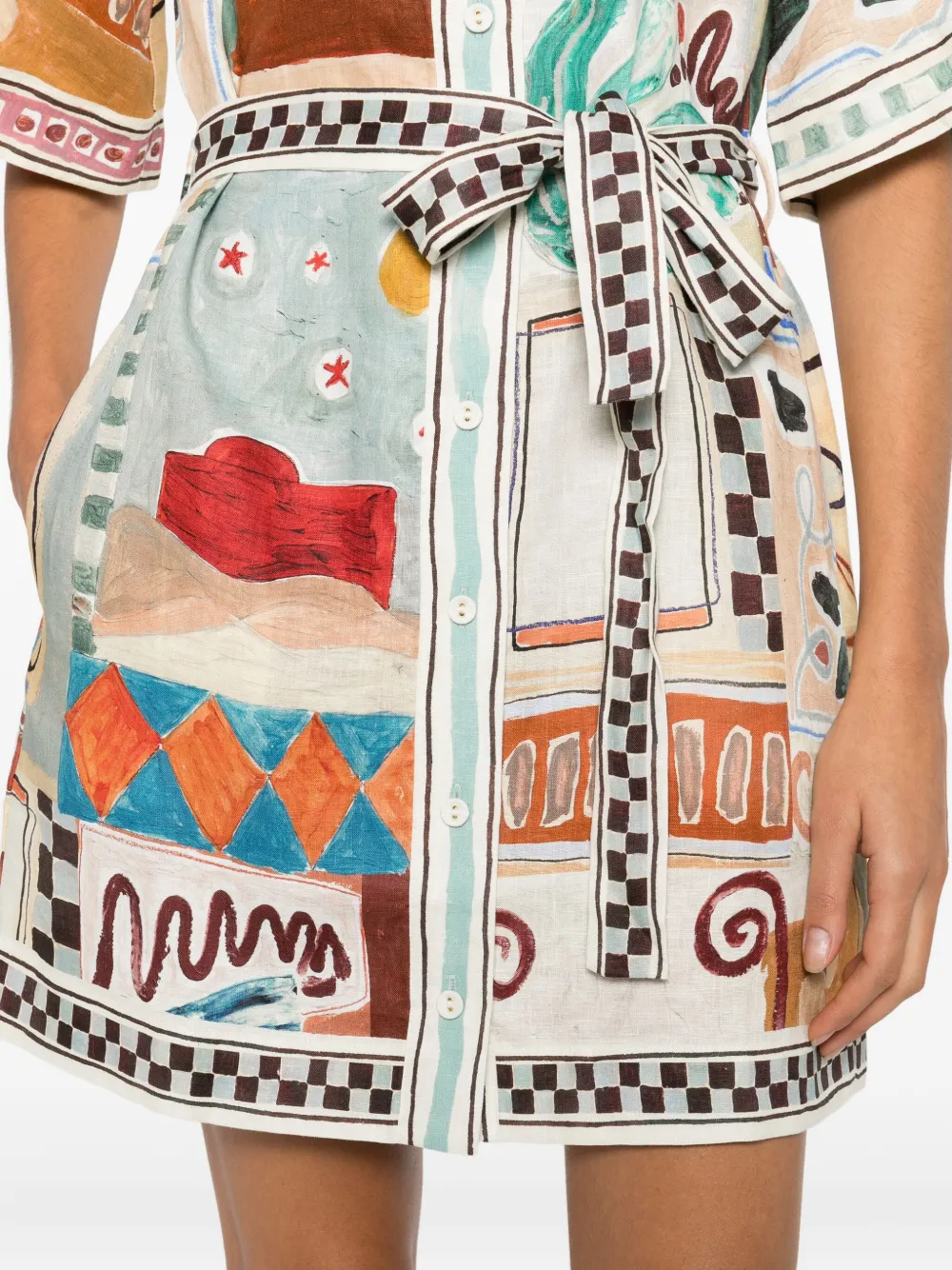 Alemais Michelle Abstract-print Mini Dress In White