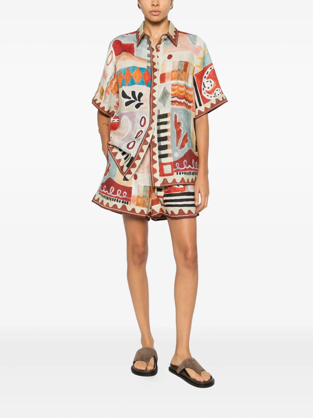 Alemais Michelle Abstract-print Shorts In Multi