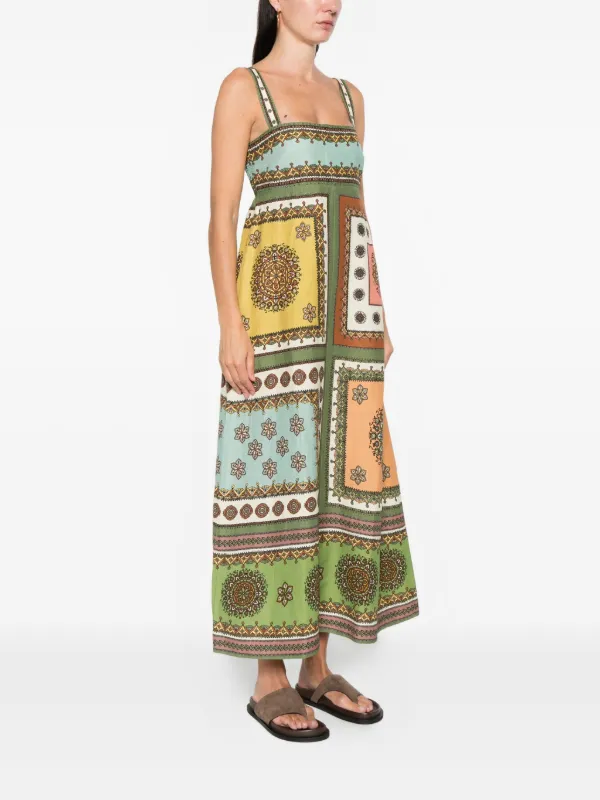 alemais green dress WANDA EMBROIDERED MIDI Pocket lining Alémais Women's Sara Printed Cotton-Silk