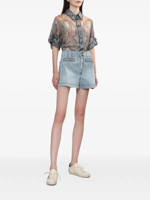 ZIMMERMANN braided-detail Shorts | Blue | FARFETCH RO