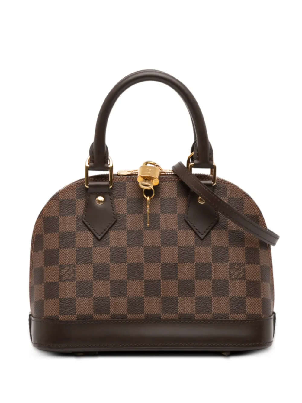 Pre-owned Louis Vuitton 2021-2025 Damier Ebene Alma Bb Satchel In Brown