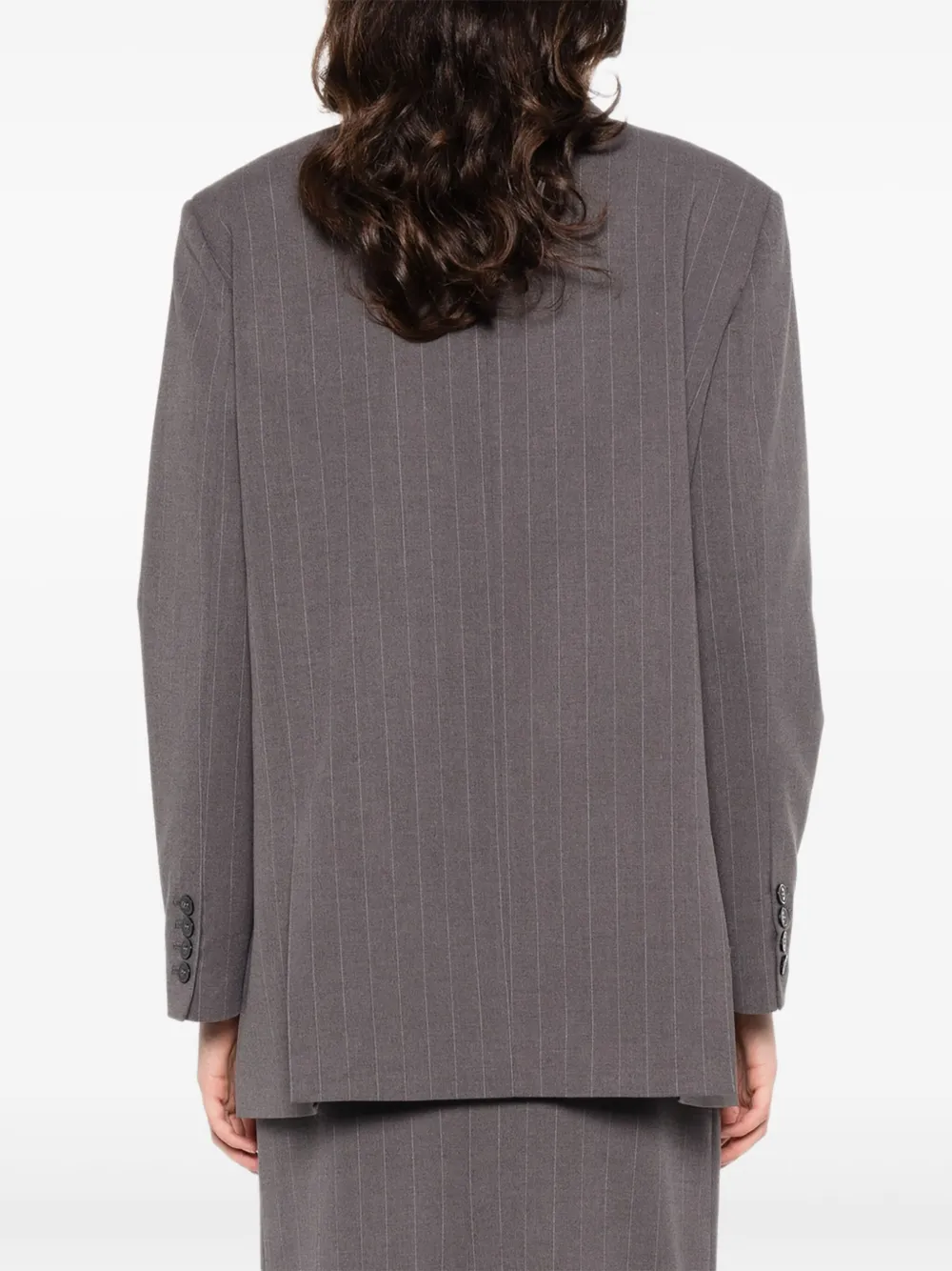 THE NINA STUDIO Blazer met krijtstreep en dubbele rij knopen Grijs