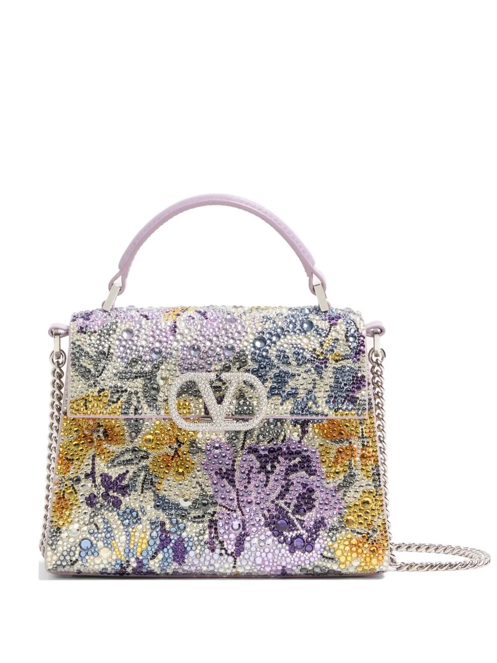 Valentino Garavani Borsa tote VSling mini con strass - Viola