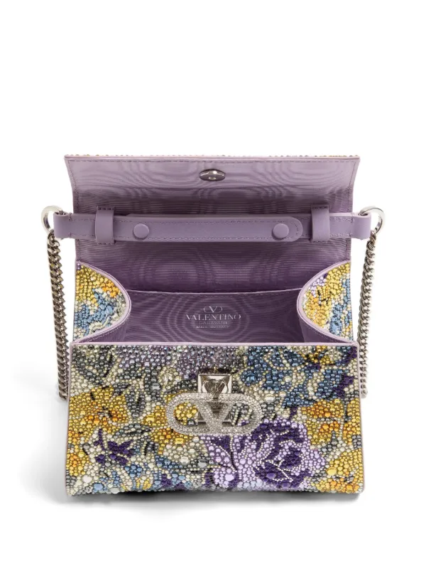 Valentino Garavani Mini Vsling Handbag With Flowerism Rhinestone