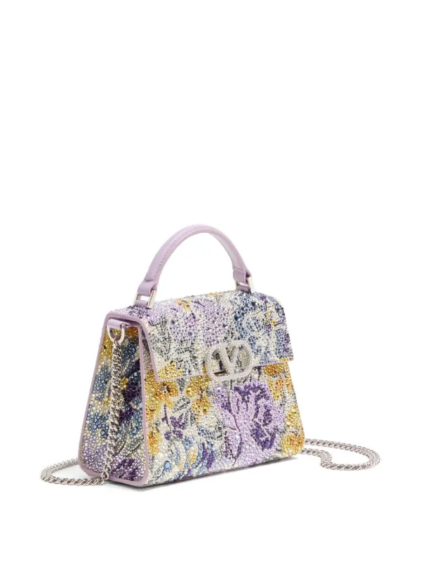 Valentino Garavani Mini Vsling Handbag With Flowerism Rhinestone