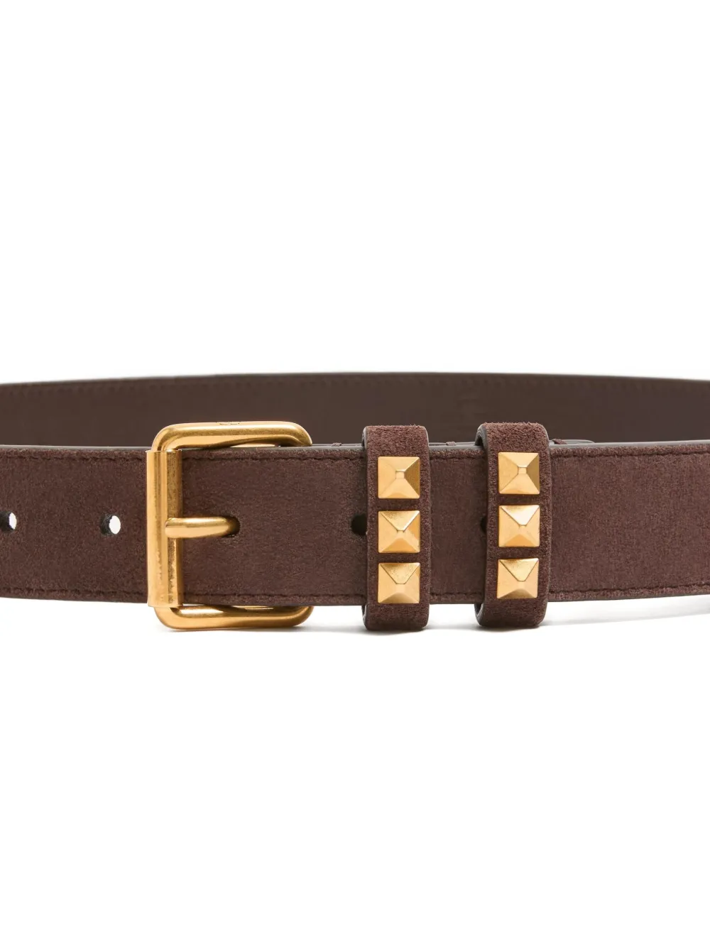 Valentino Garavani Rockstud suède riem 30 mm Bruin