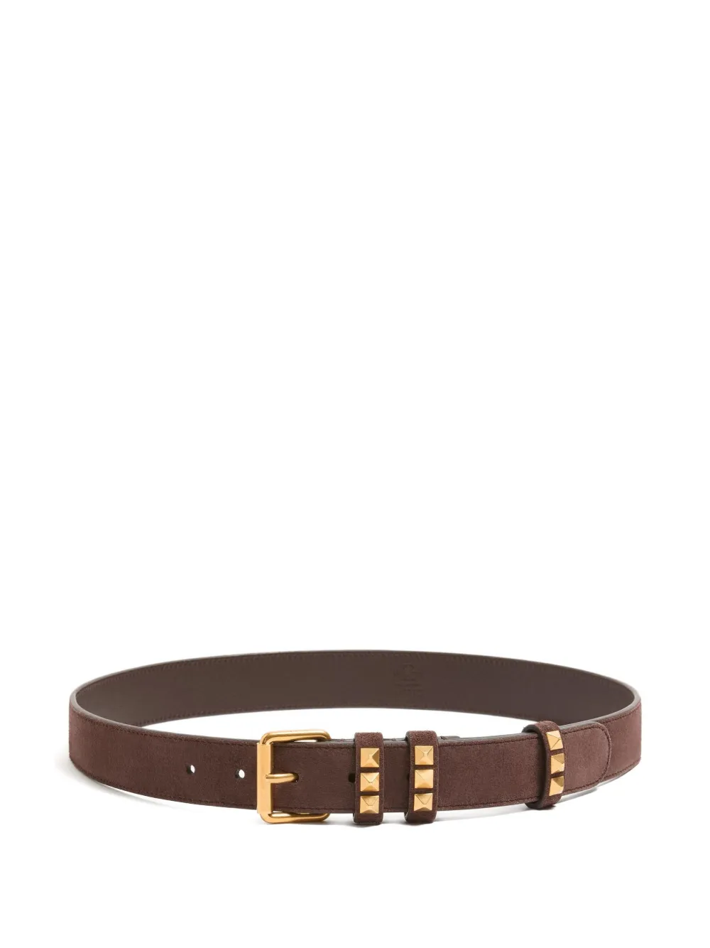 Valentino Garavani Rockstud-embellished Suede Belt In Brown