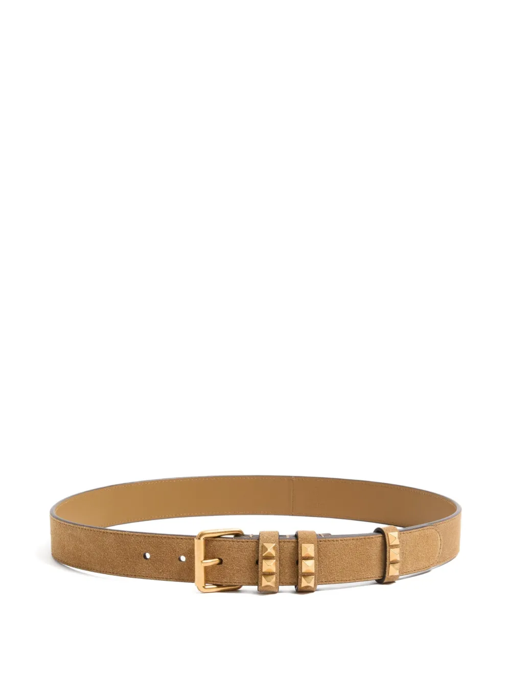 Valentino Rockstud-embellished Suede Belt In Brown