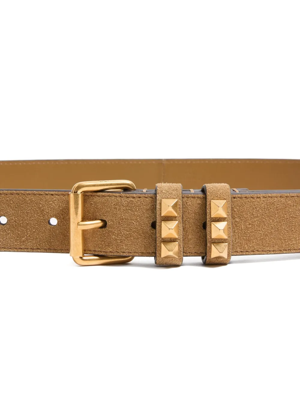 Valentino Rockstud-embellished Suede Belt In Brown