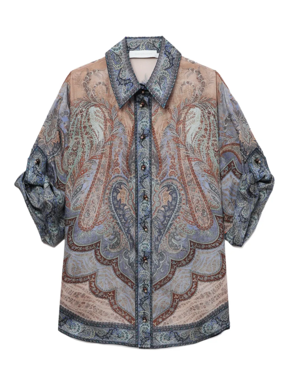 Zimmermann Wanderlust Printed Silk Shirt In Multi