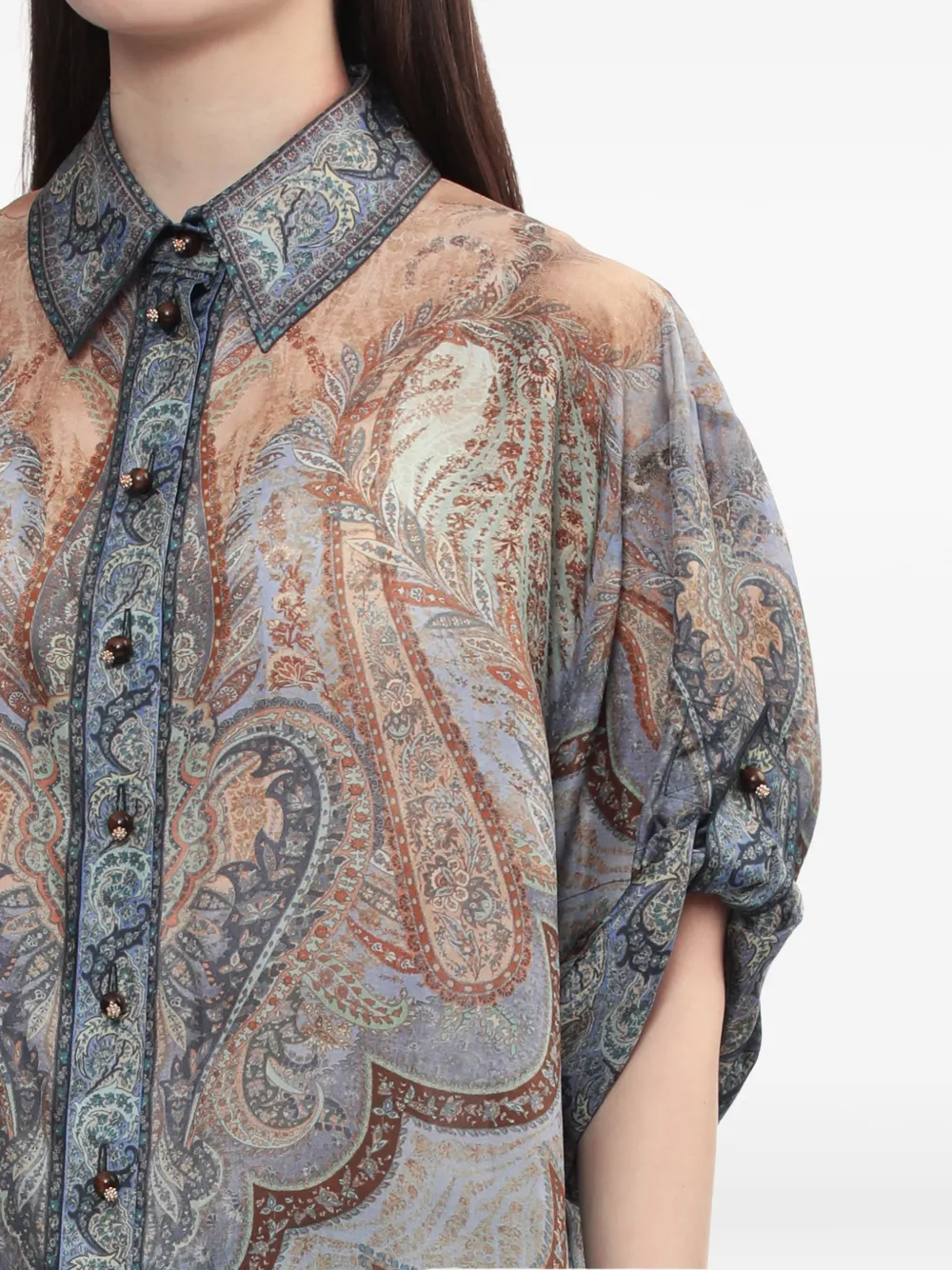 Zimmermann Wanderlust Printed Silk Shirt In Multi