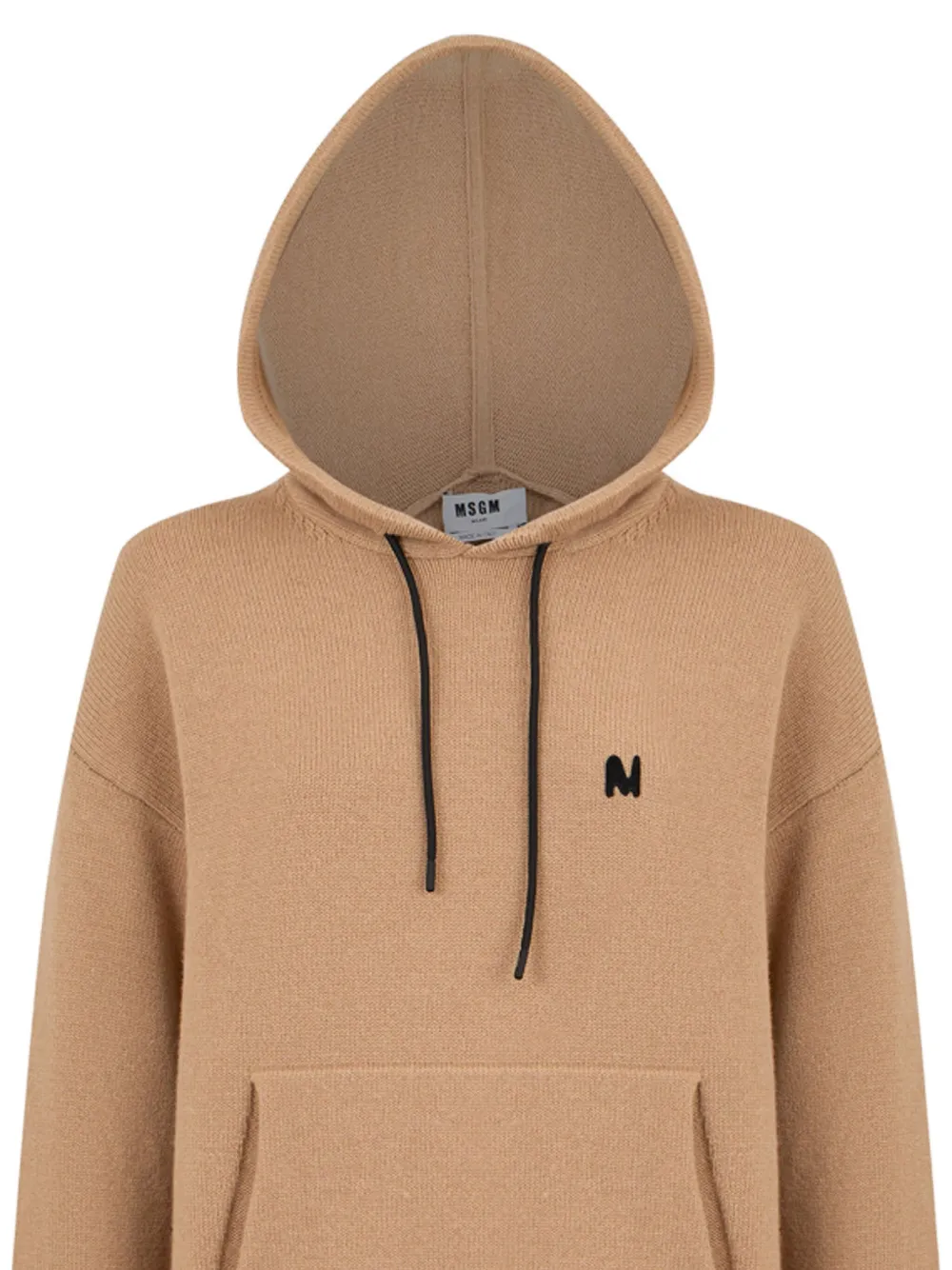 Msgm Logo-detail Hooded Sweater In Brown
