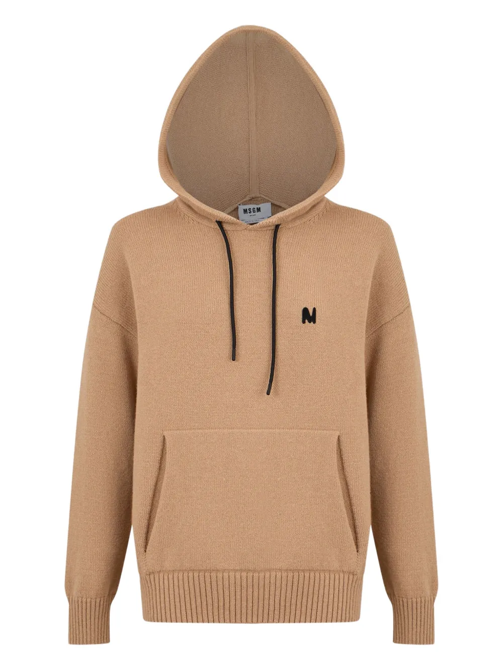 Msgm Logo-detail Hooded Sweater In Brown