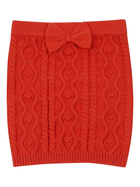 Mini Rodini falda tejida de ochos con moño