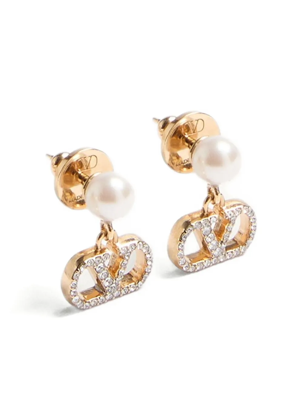 Valentino Swarovski Crystal-embellished Vlogo Signature Earrings In Gold