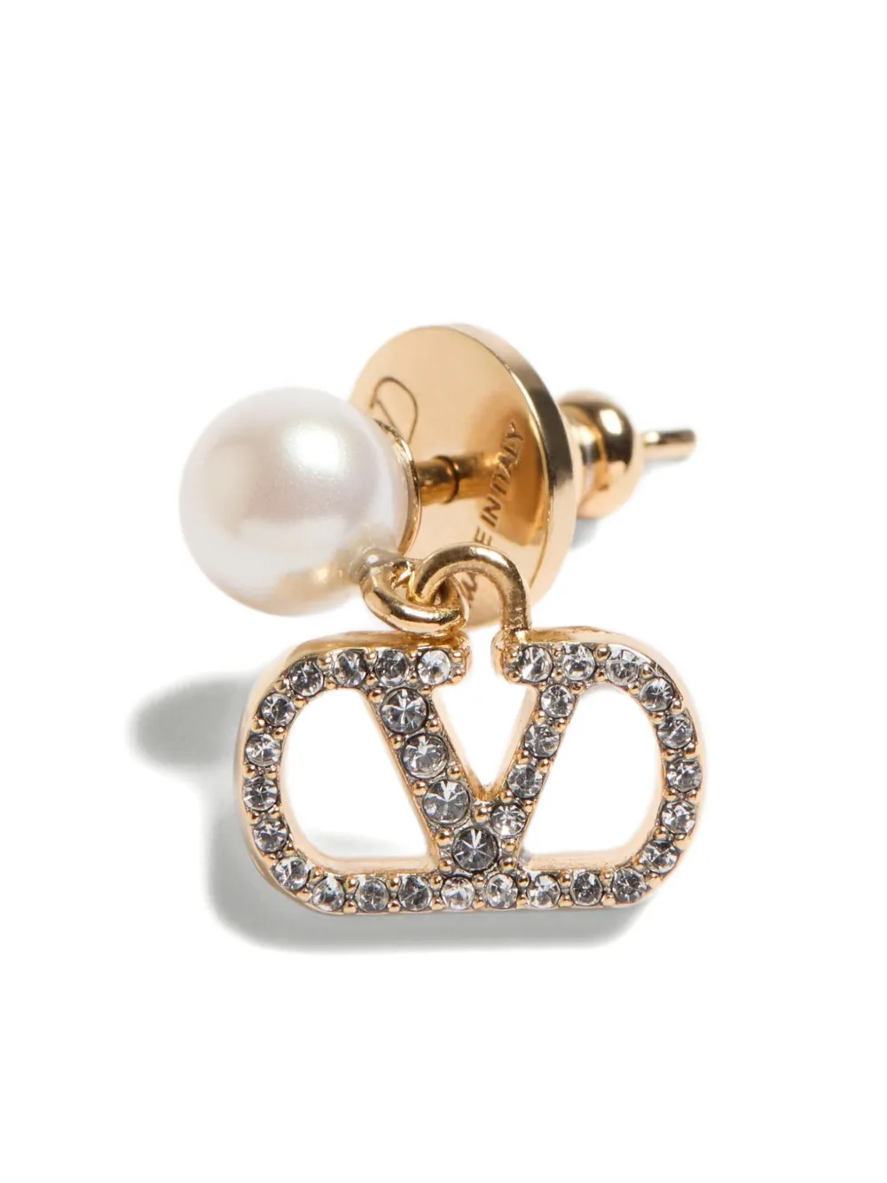 Valentino Swarovski Crystal-embellished Vlogo Signature Earrings In Gold